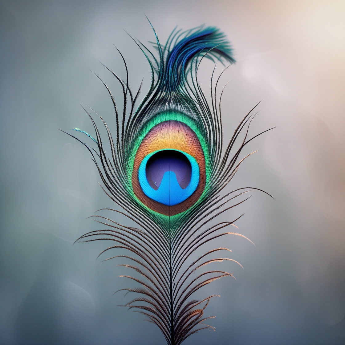 Peacock displaying its radiant plumage and a peahen is mesmerized by the dazzling display of feathers